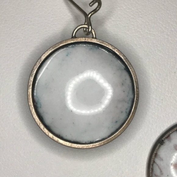 Handmade Enamel and Oxidized Sterling Dangle Earrings - Picture 6 of 6